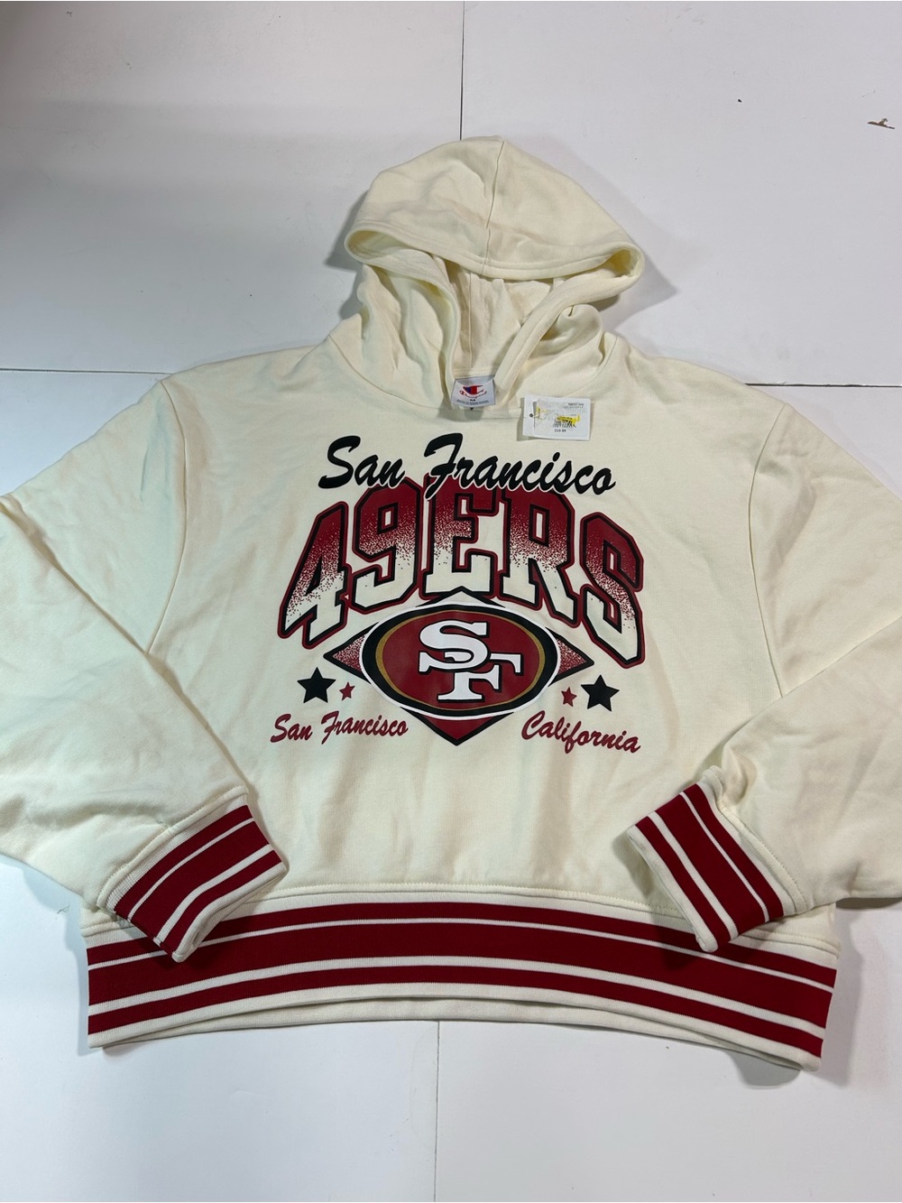 New! NFL San Francisco 49ers Women’s Champion Slight Crop Hooded Sweatshirt